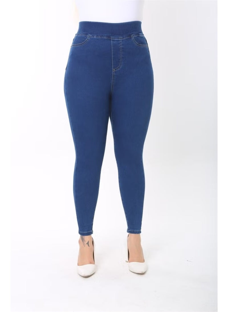 Cedy Denim Women's 42-58 Size Elastic Waist Fake Pocket Slimming Trousers C608 - Image 3